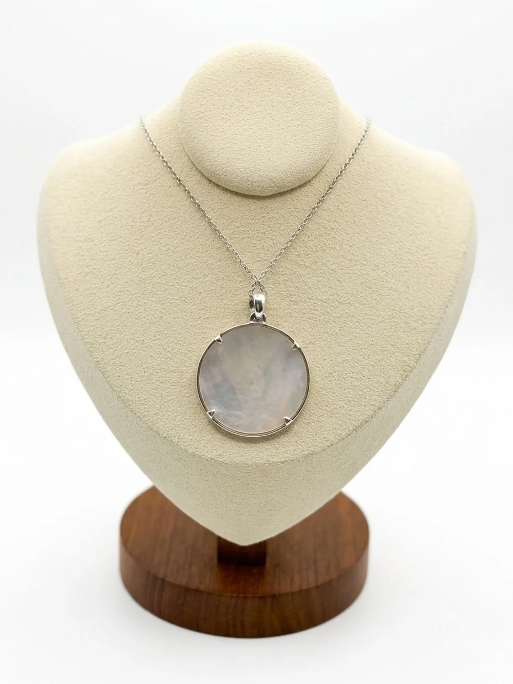 THALA 925 Sterling Silver Marcasite & Mother of Pearl Swirl Pendant Necklace